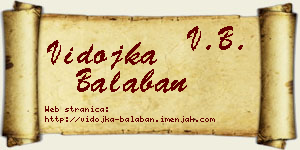 Vidojka Balaban vizit kartica